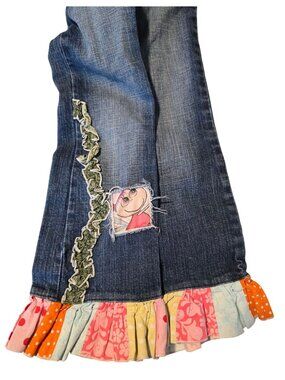 Childrens Place Bootcut Jeans With Ruffle Hem & Butterfly Patch